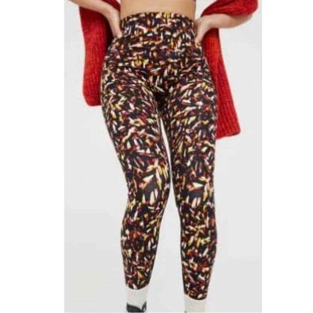 Aerie Offline Goals High Waisted Black Multicolor Abstract Leggings Size S
